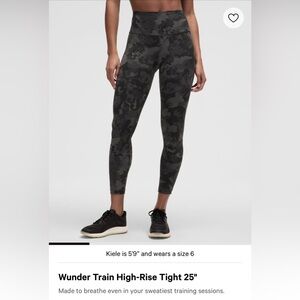 Lululemon Wunder Train High-Rise Tight 25" Leggings Hidden Heritage Lace Black